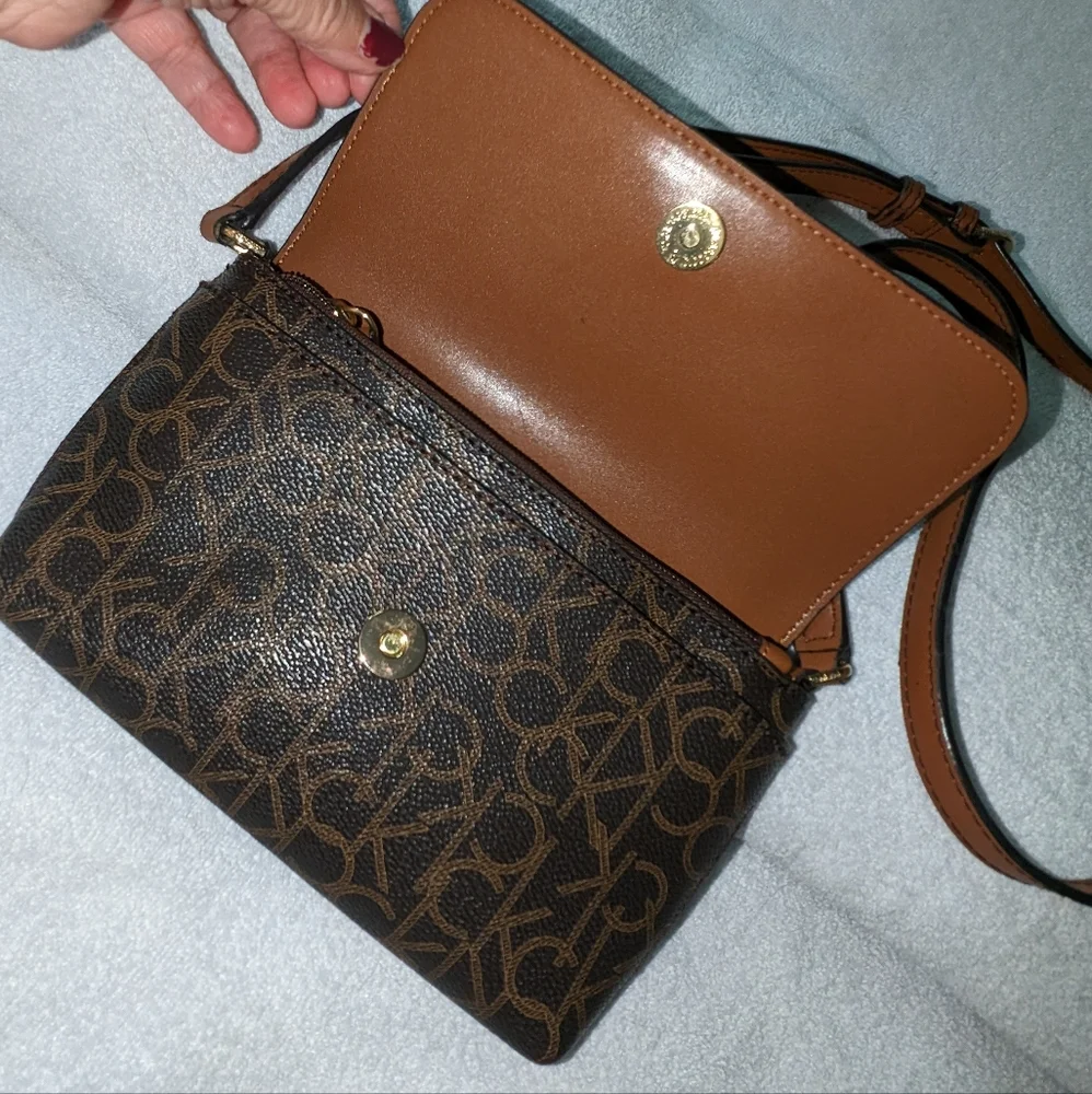 Calvin Klein brown signature Roxy crossbody bag.
